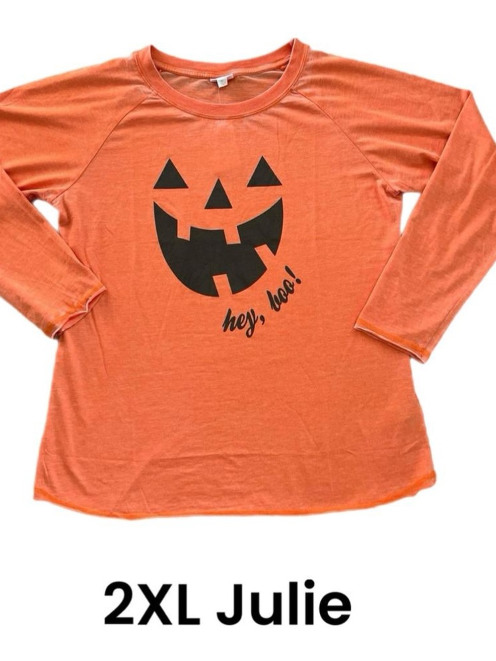 LuLaRoe Orange Long Sleeve Pumpkin Face Tee